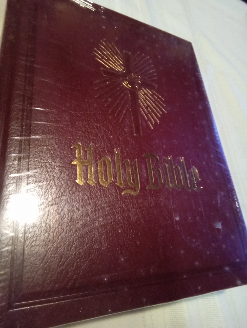Holy Bible Burgundy Leather-Look Hardcover with Gold Embossing Family Heirloom